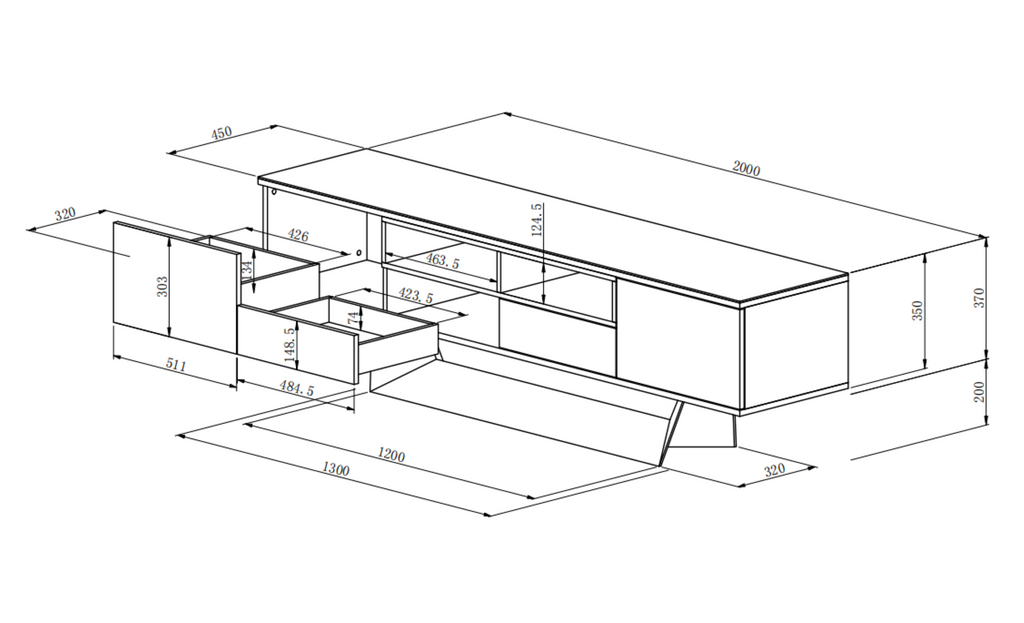 Sonata TV-Unit Marmo Ceramic / White MDF