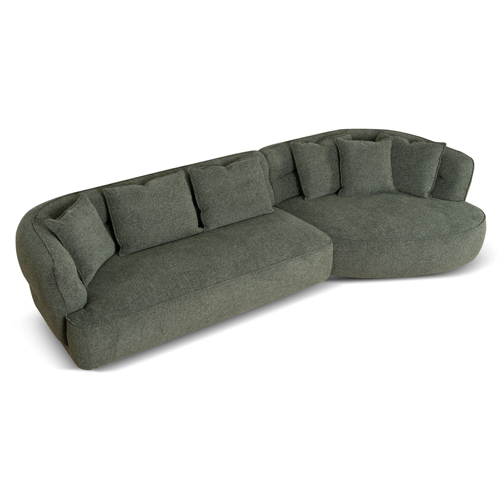Right Chaise Sofa - Coral Dark Green