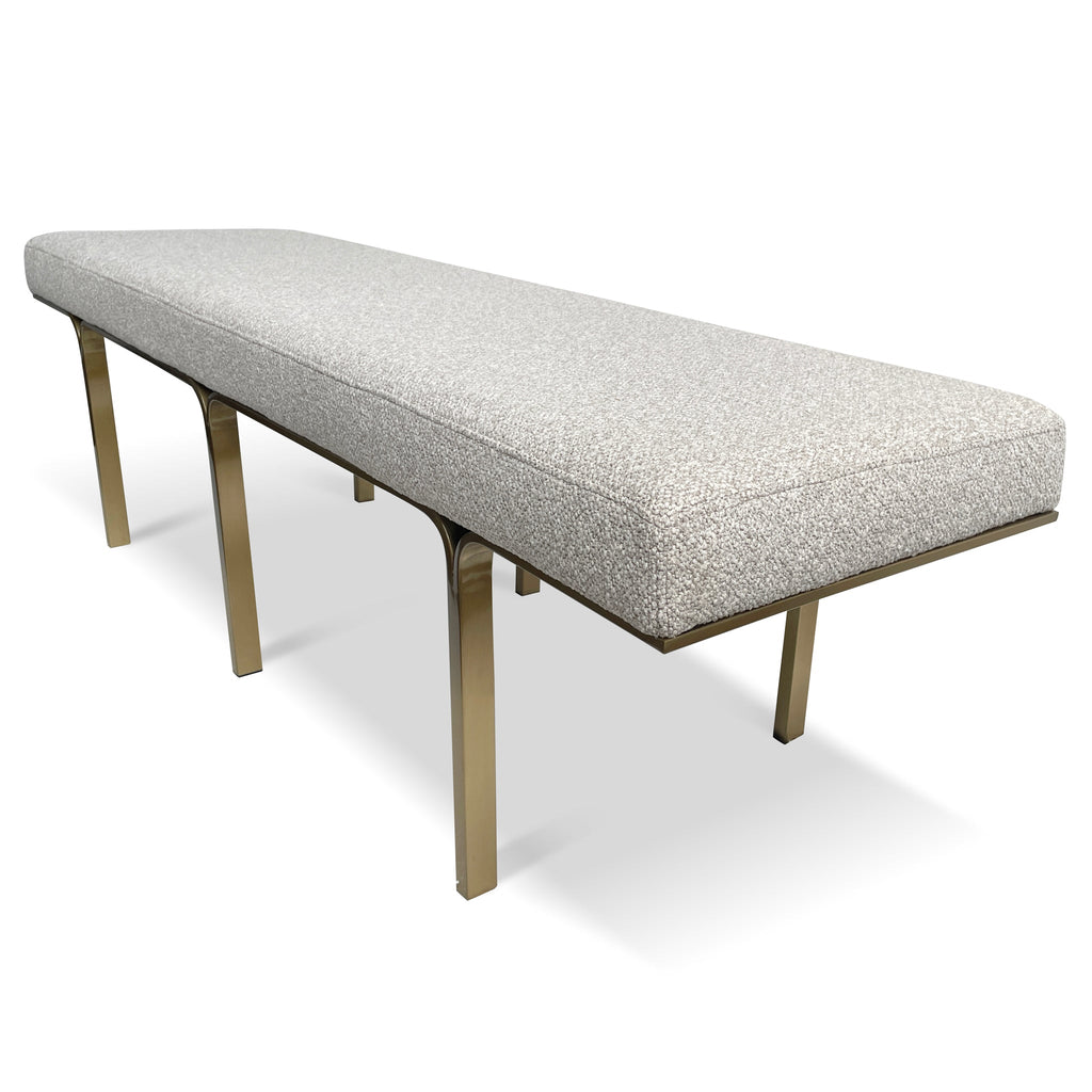 1.5m Brushed Gold Firenze Ottoman- Clay Grey