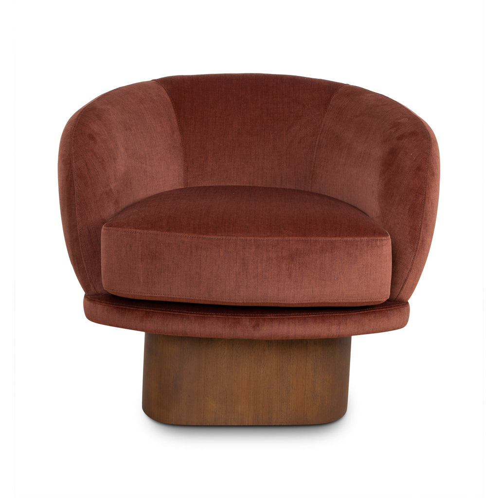 Fabric Swivel Armchair - Burnt Brown