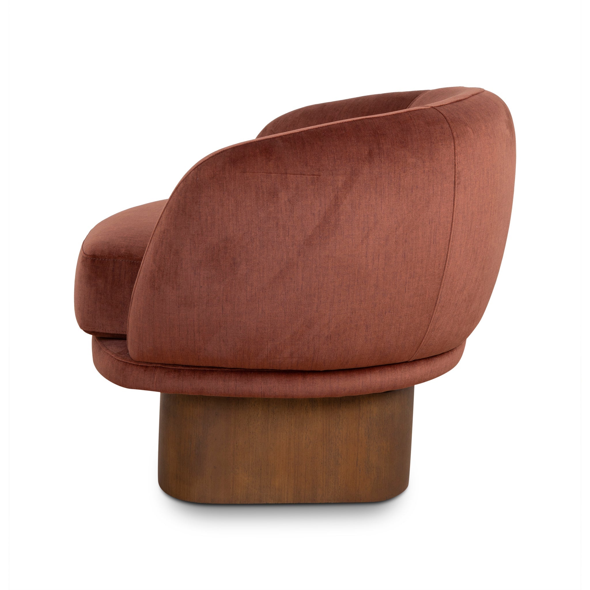 Fabric Swivel Armchair - Burnt Brown