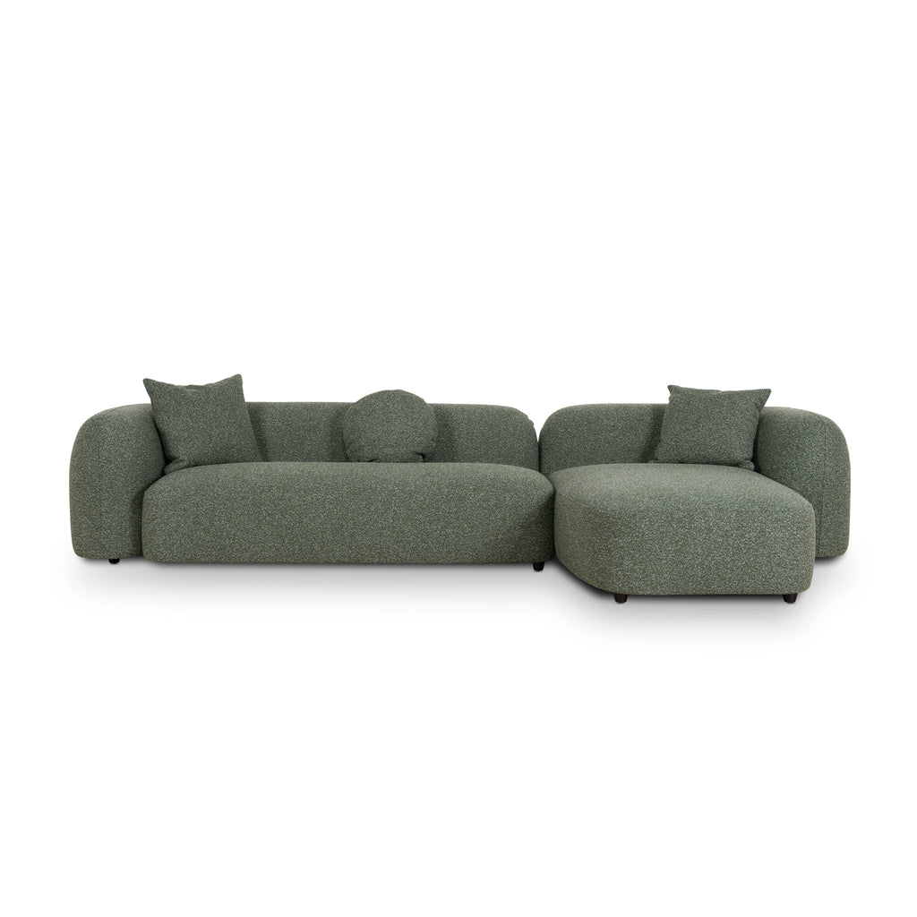 3 Seater Right Chaise Sofa - Amazon Green