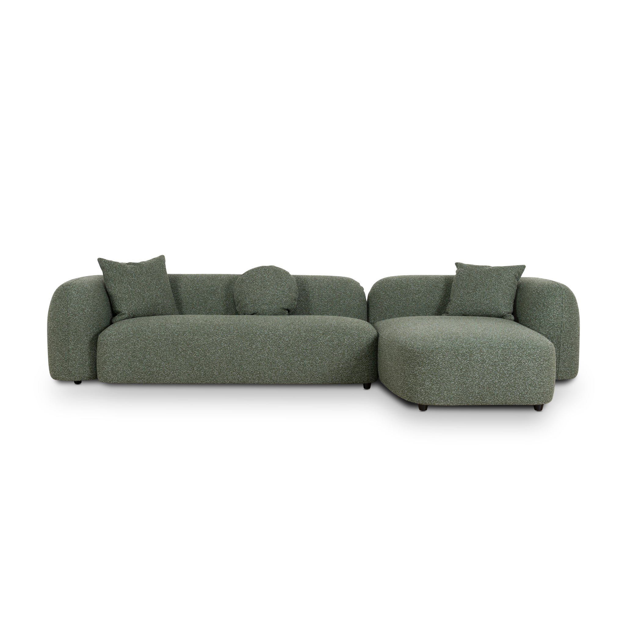 3 Seater Right Chaise Sofa - Amazon Green