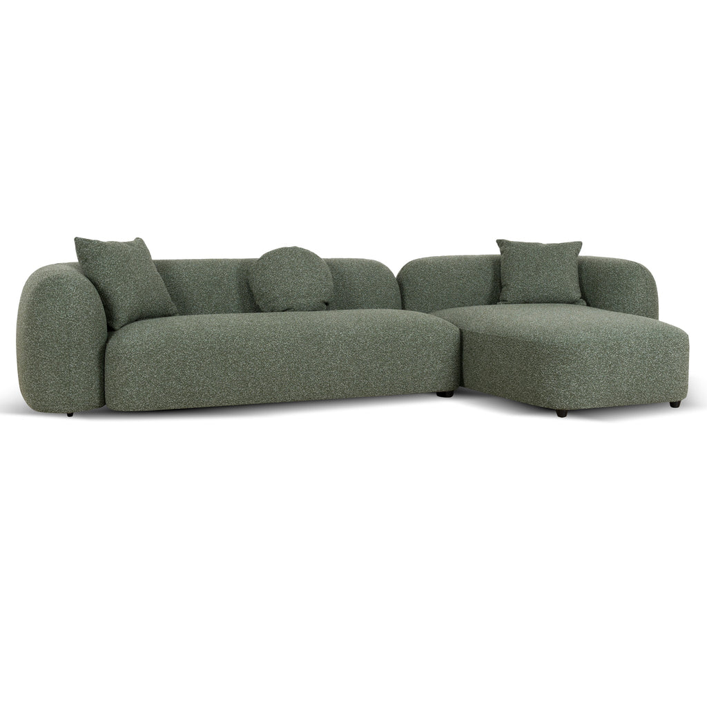 3 Seater Right Chaise Sofa - Amazon Green