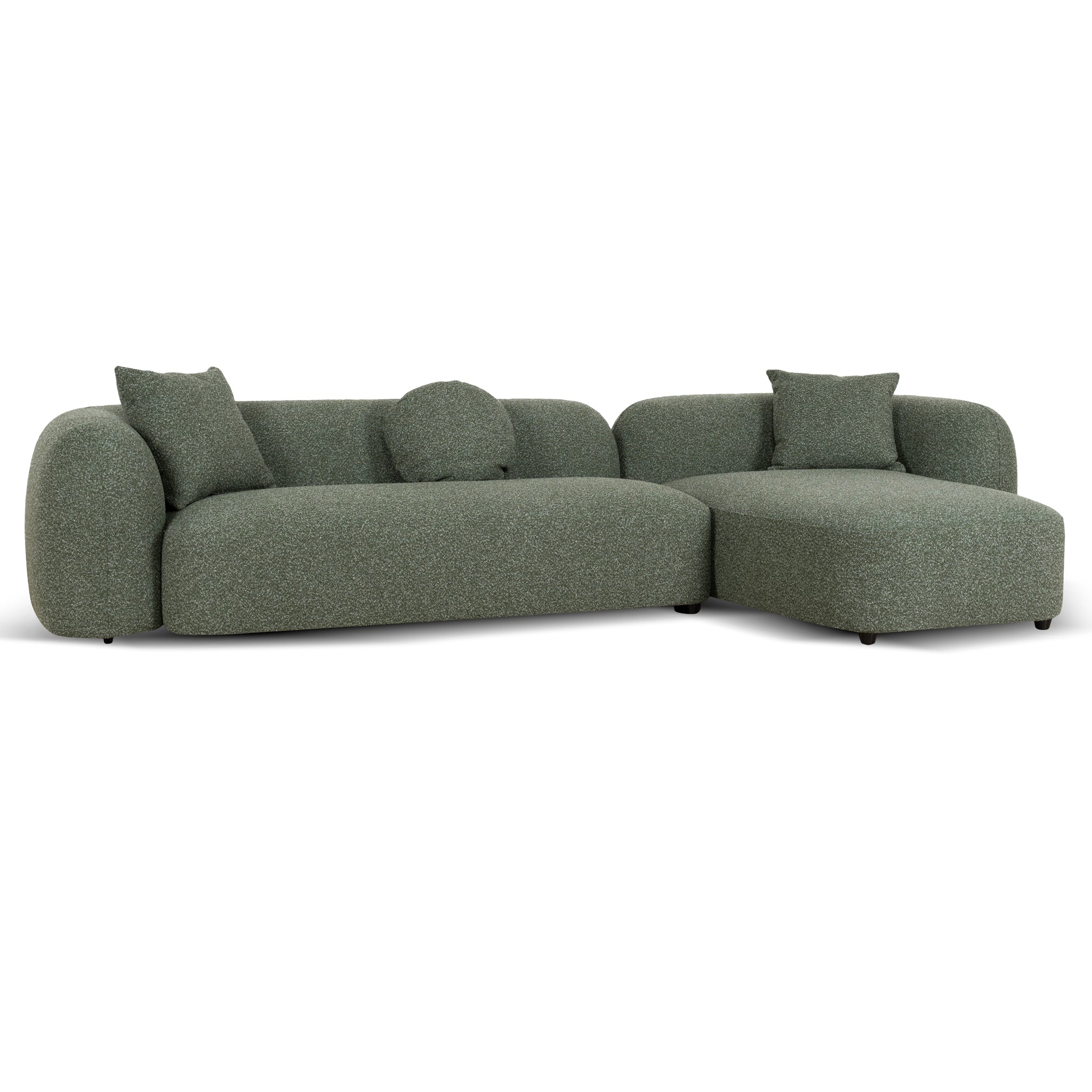 3 Seater Right Chaise Sofa - Amazon Green