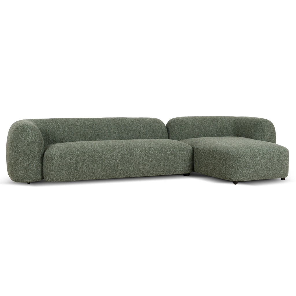 3 Seater Right Chaise Sofa - Amazon Green