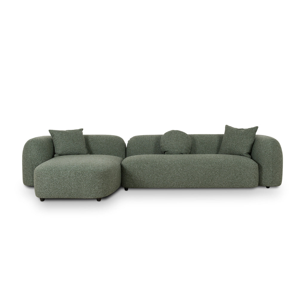 3 Seater Left Chaise Sofa - Amazon Green