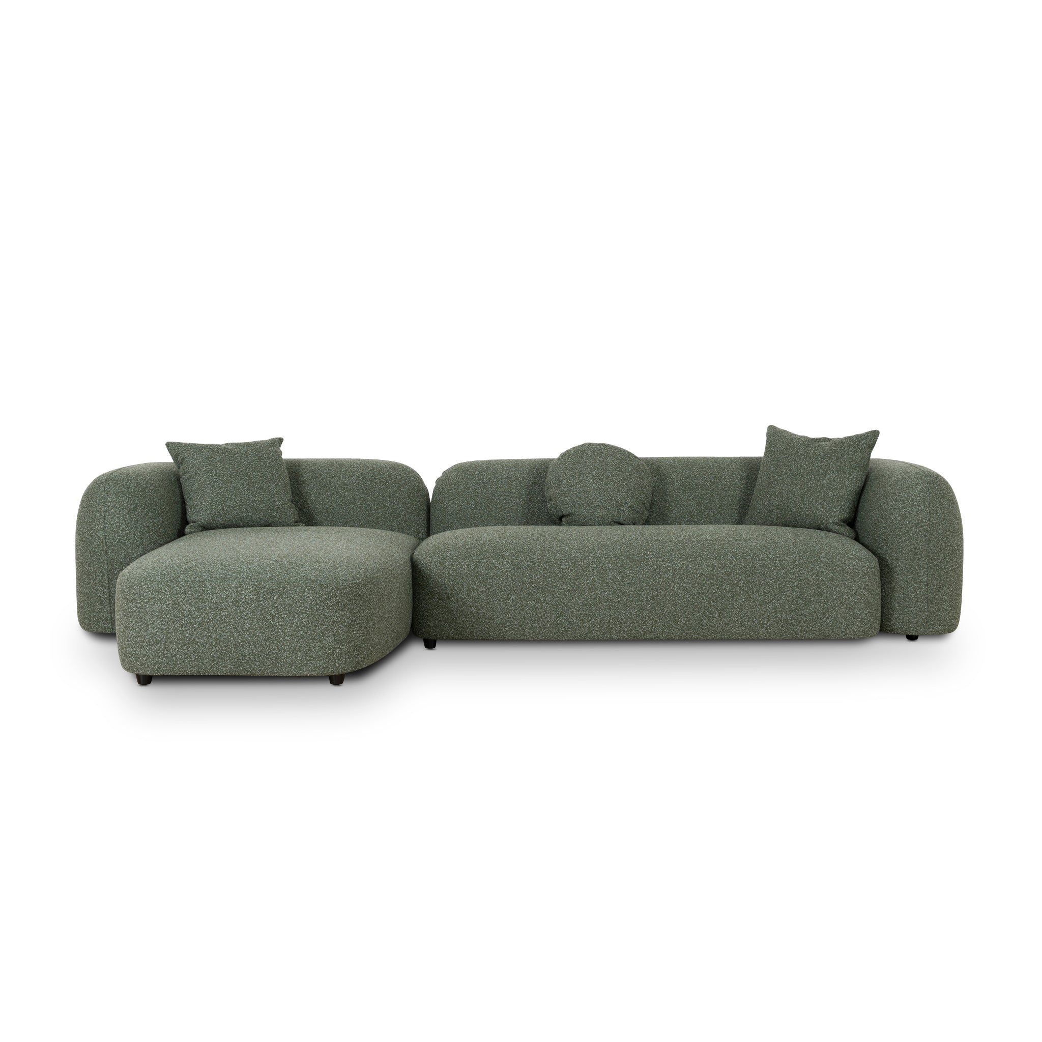 3 Seater Left Chaise Sofa - Amazon Green