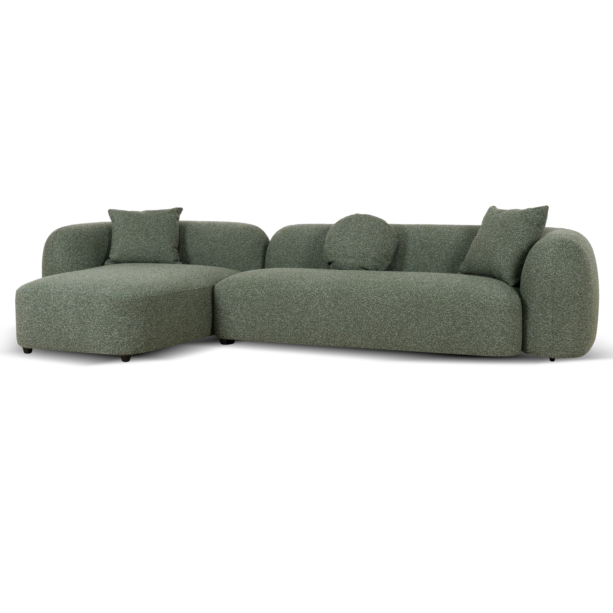 3 Seater Left Chaise Sofa - Amazon Green