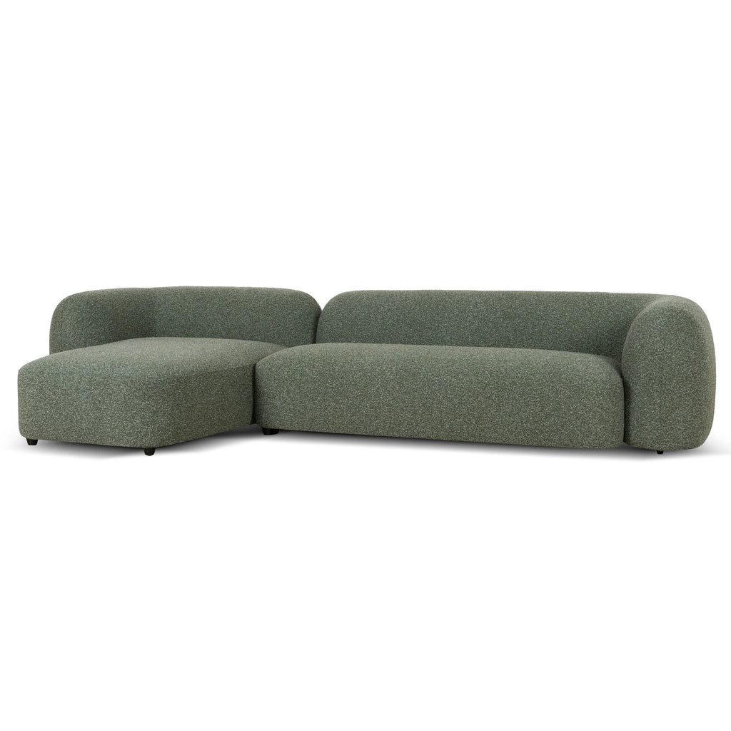 3 Seater Left Chaise Sofa - Amazon Green