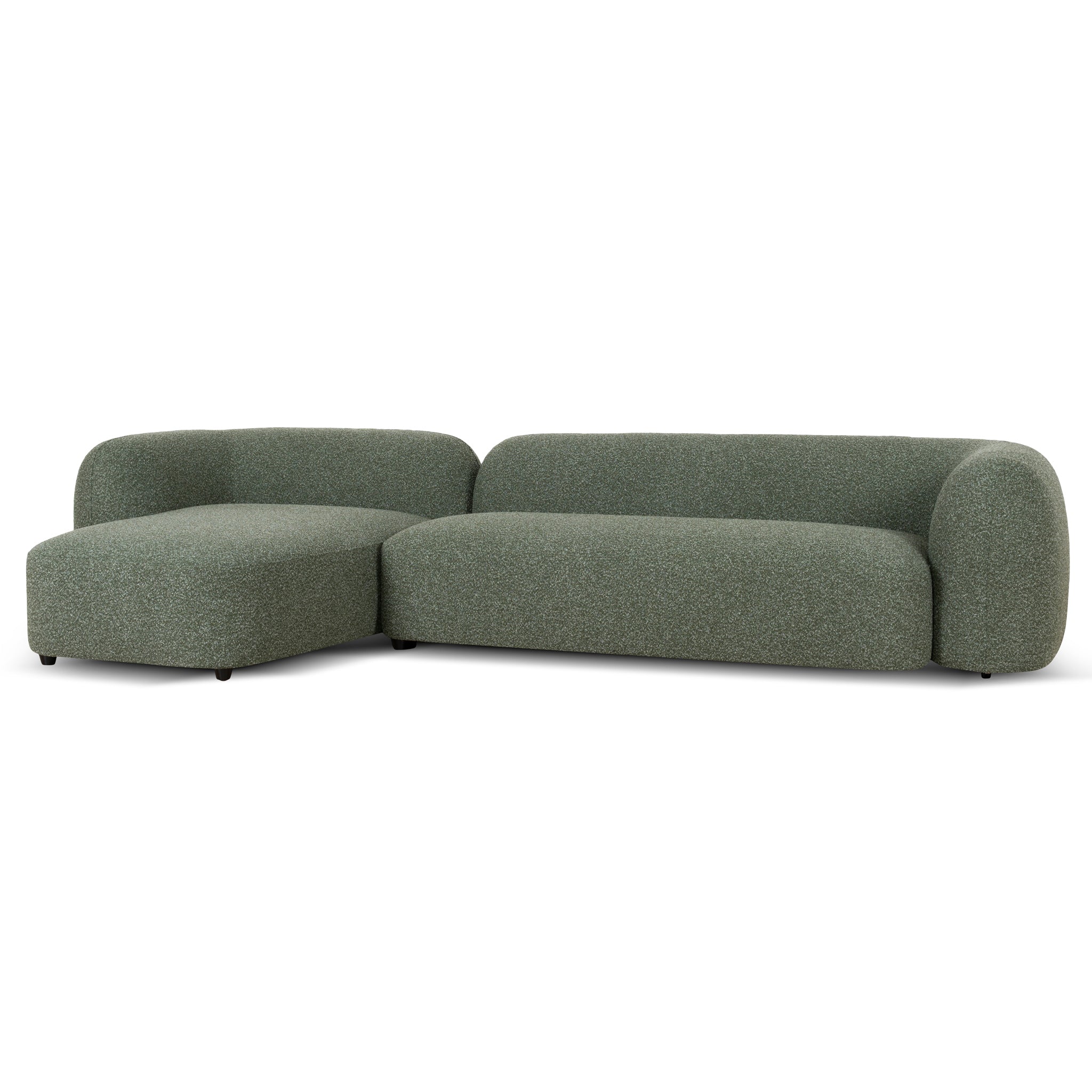 3 Seater Left Chaise Sofa - Amazon Green