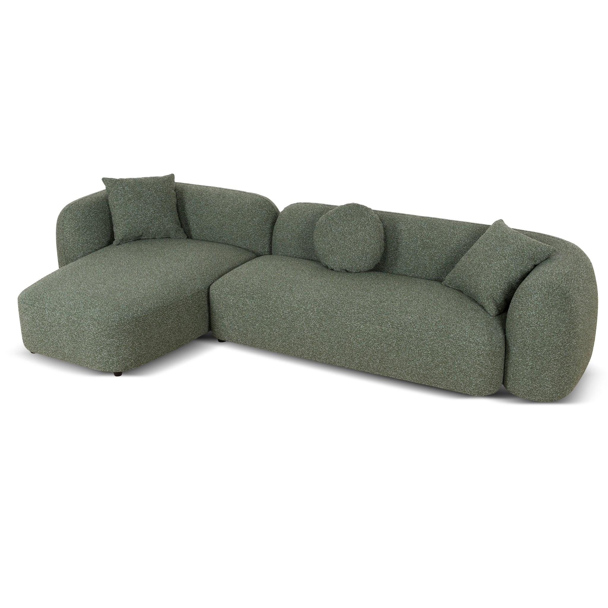 3 Seater Left Chaise Sofa - Amazon Green