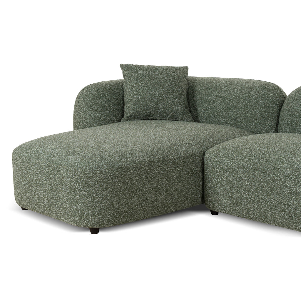 3 Seater Left Chaise Sofa - Amazon Green
