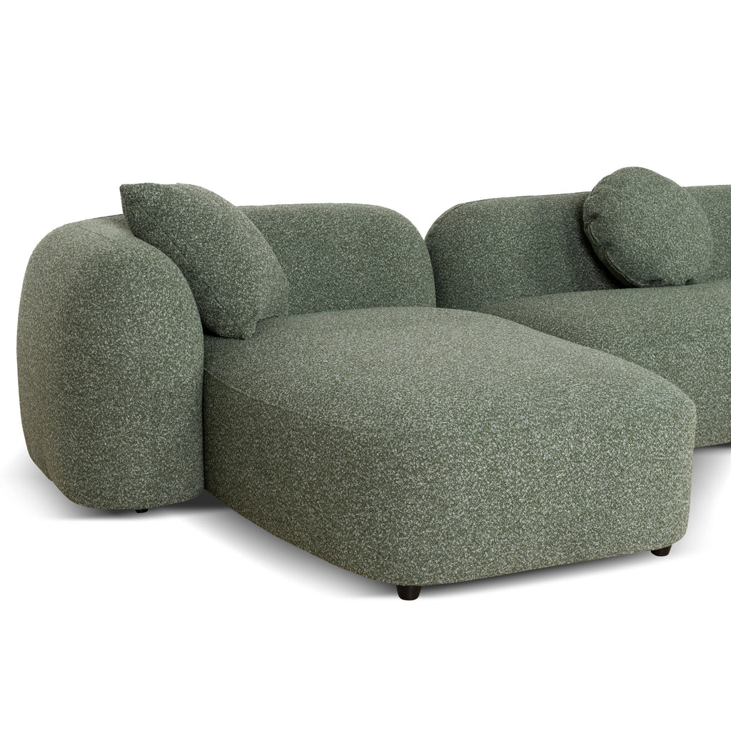 3 Seater Left Chaise Sofa - Amazon Green