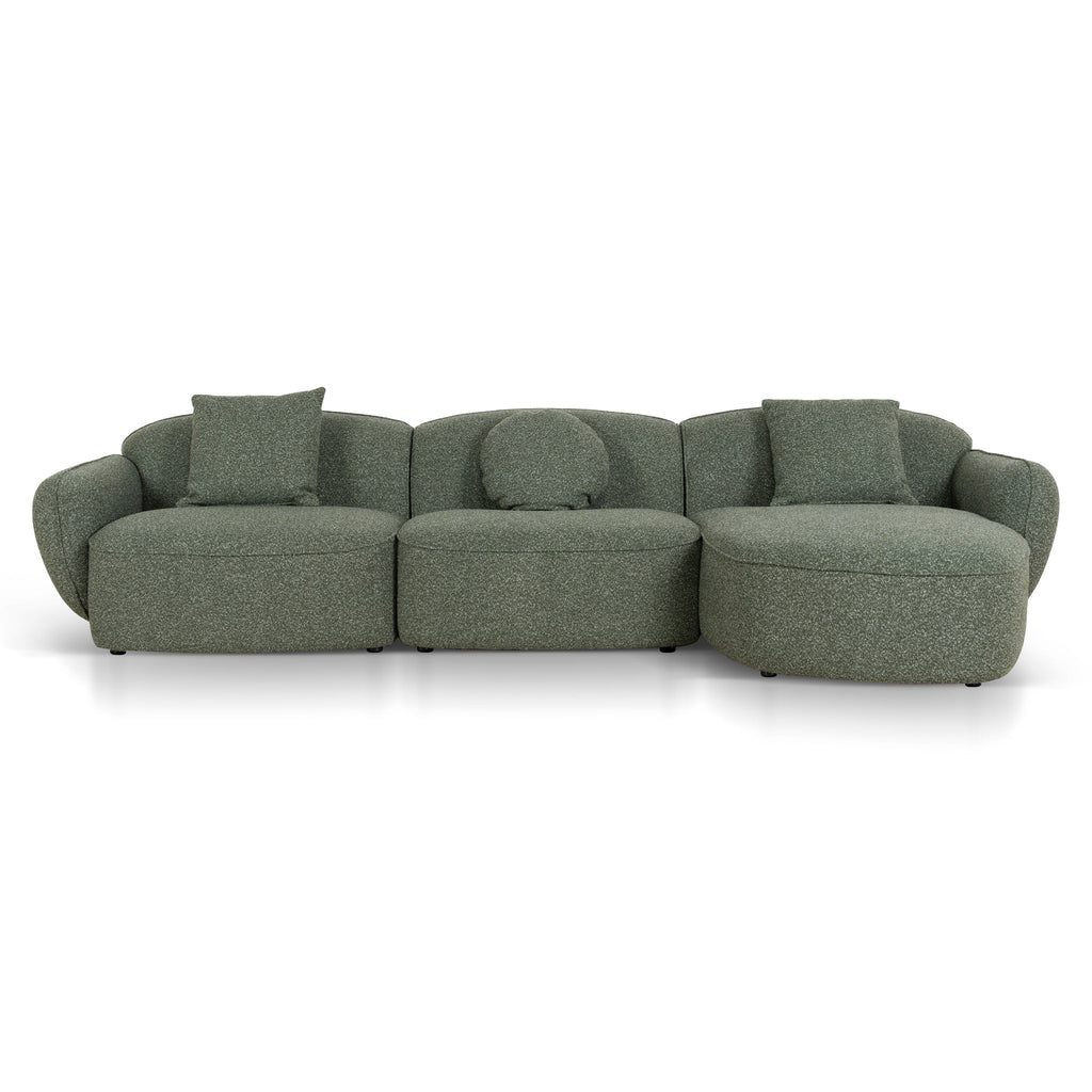 3 Seater Right Chaise Sofa - Amazon Green