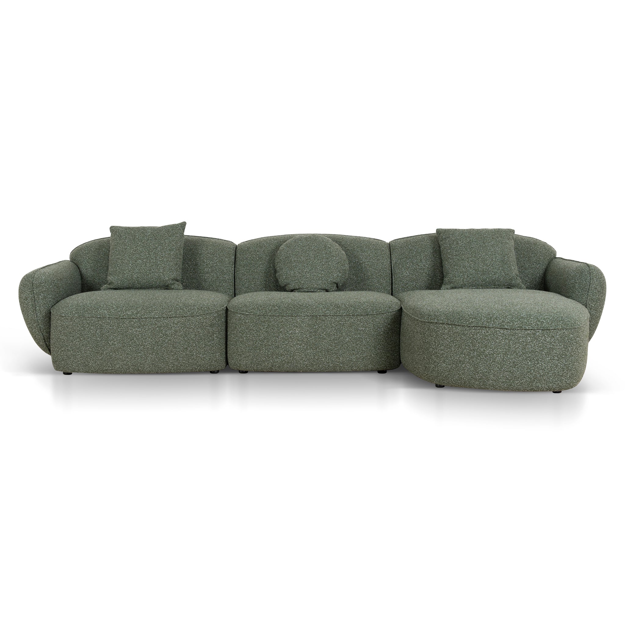 3 Seater Right Chaise Sofa - Amazon Green