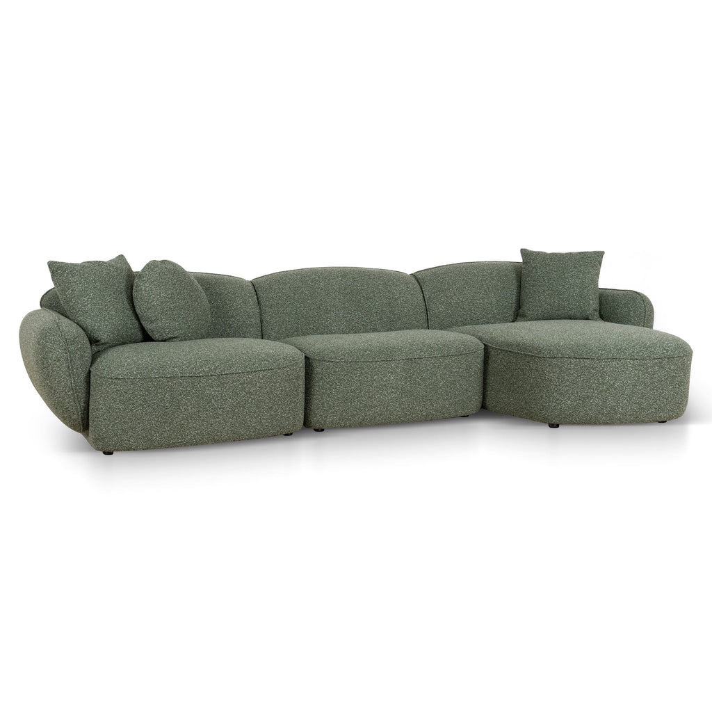 3 Seater Right Chaise Sofa - Amazon Green