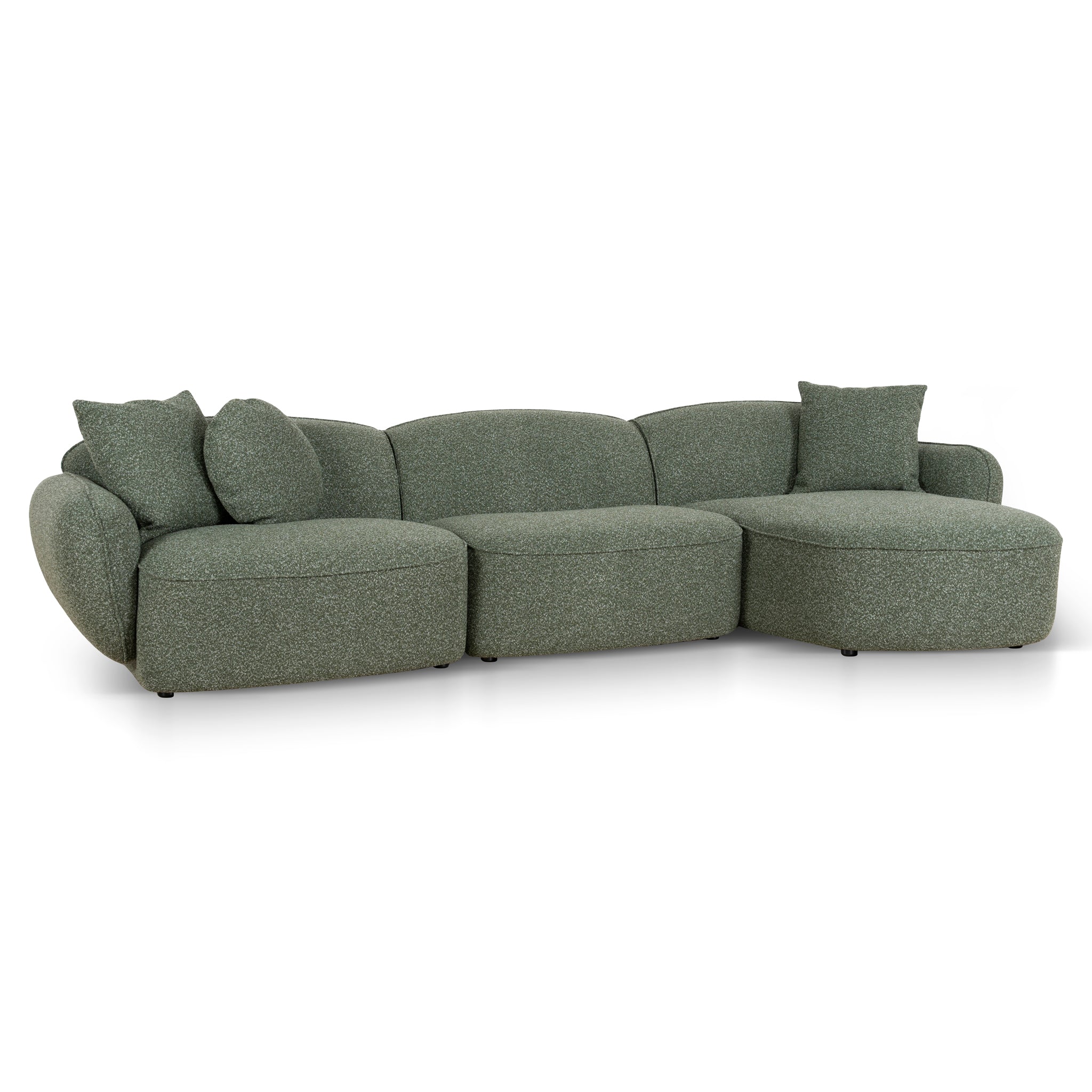 3 Seater Right Chaise Sofa - Amazon Green