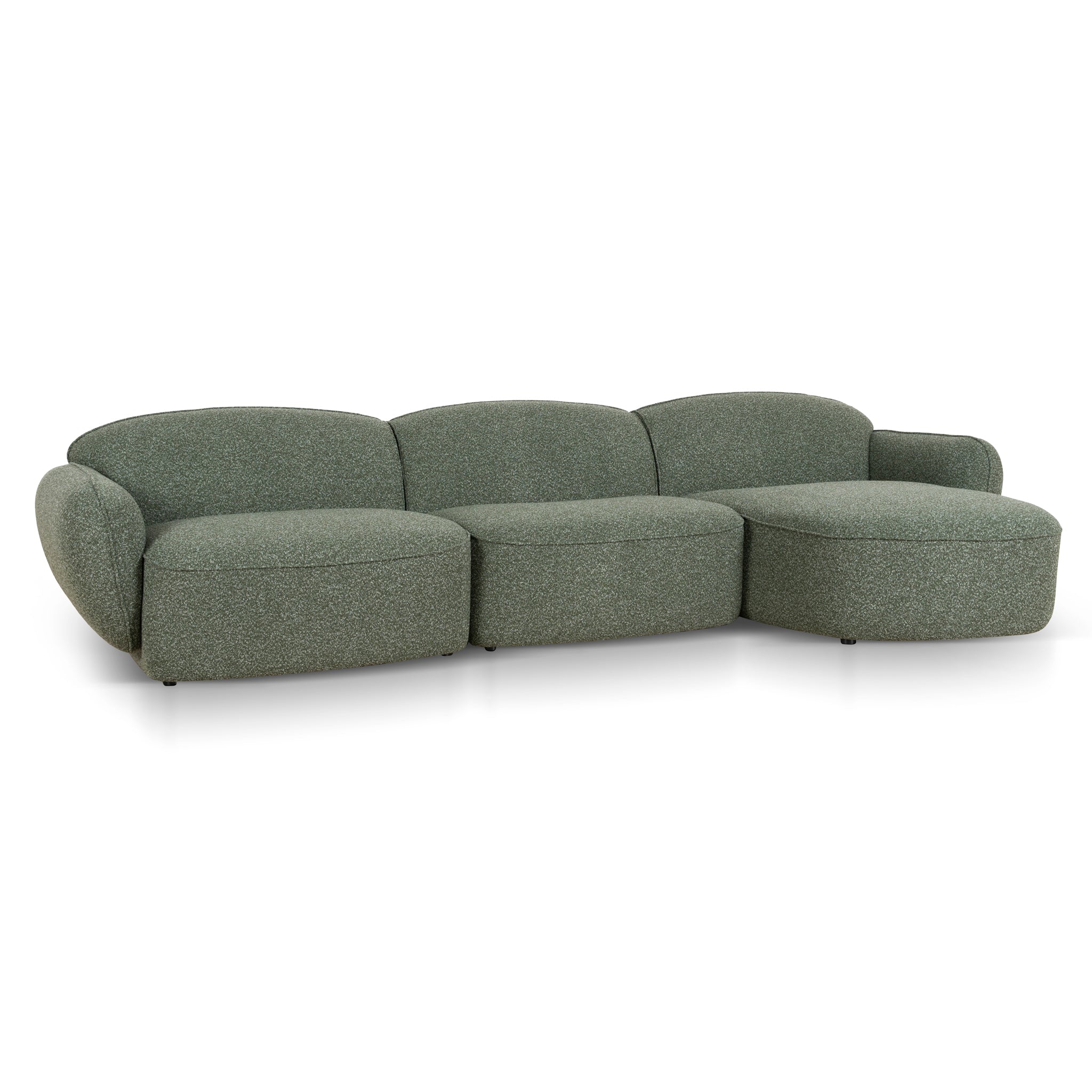 3 Seater Right Chaise Sofa - Amazon Green
