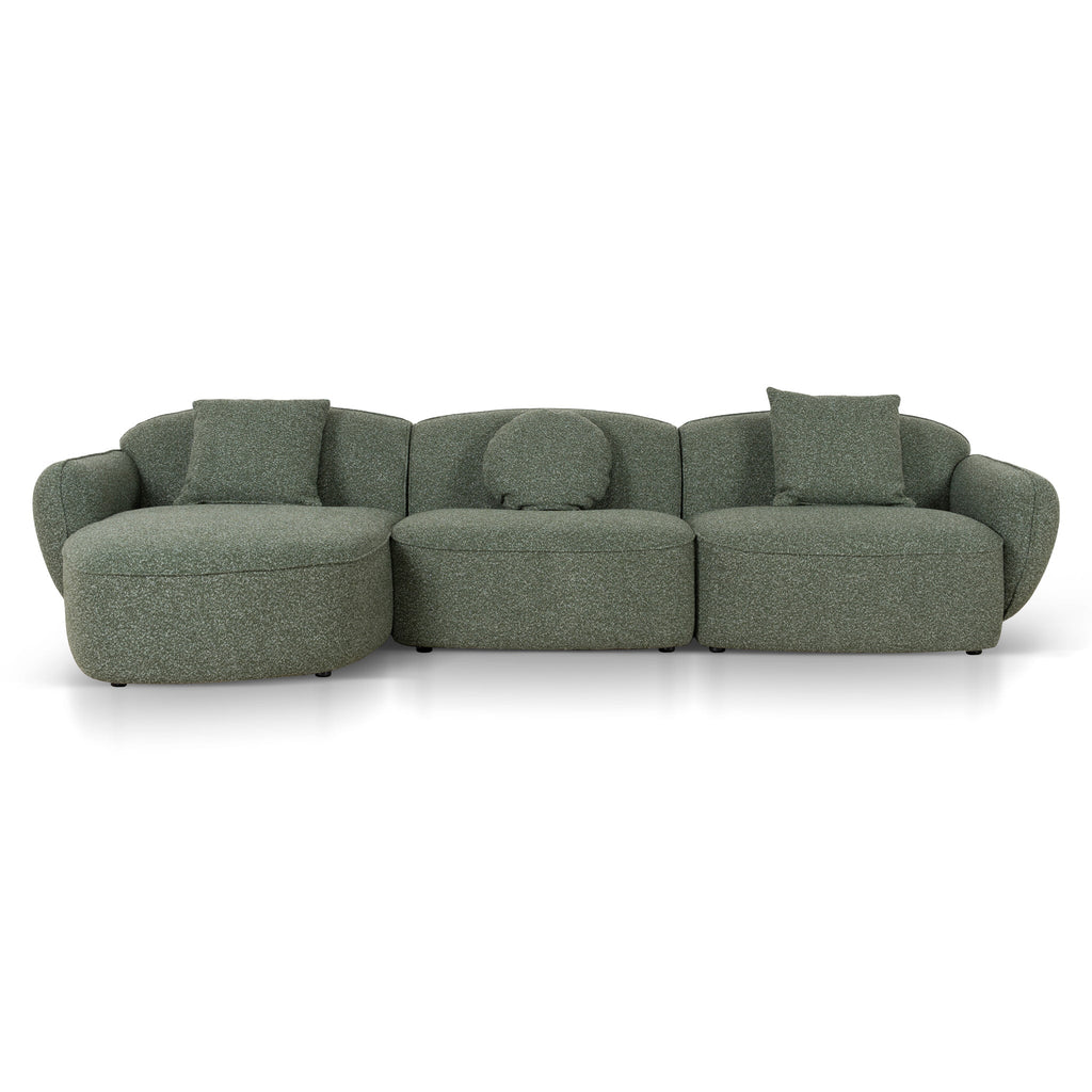 3 Seater Left Chaise Sofa - Amazon Green