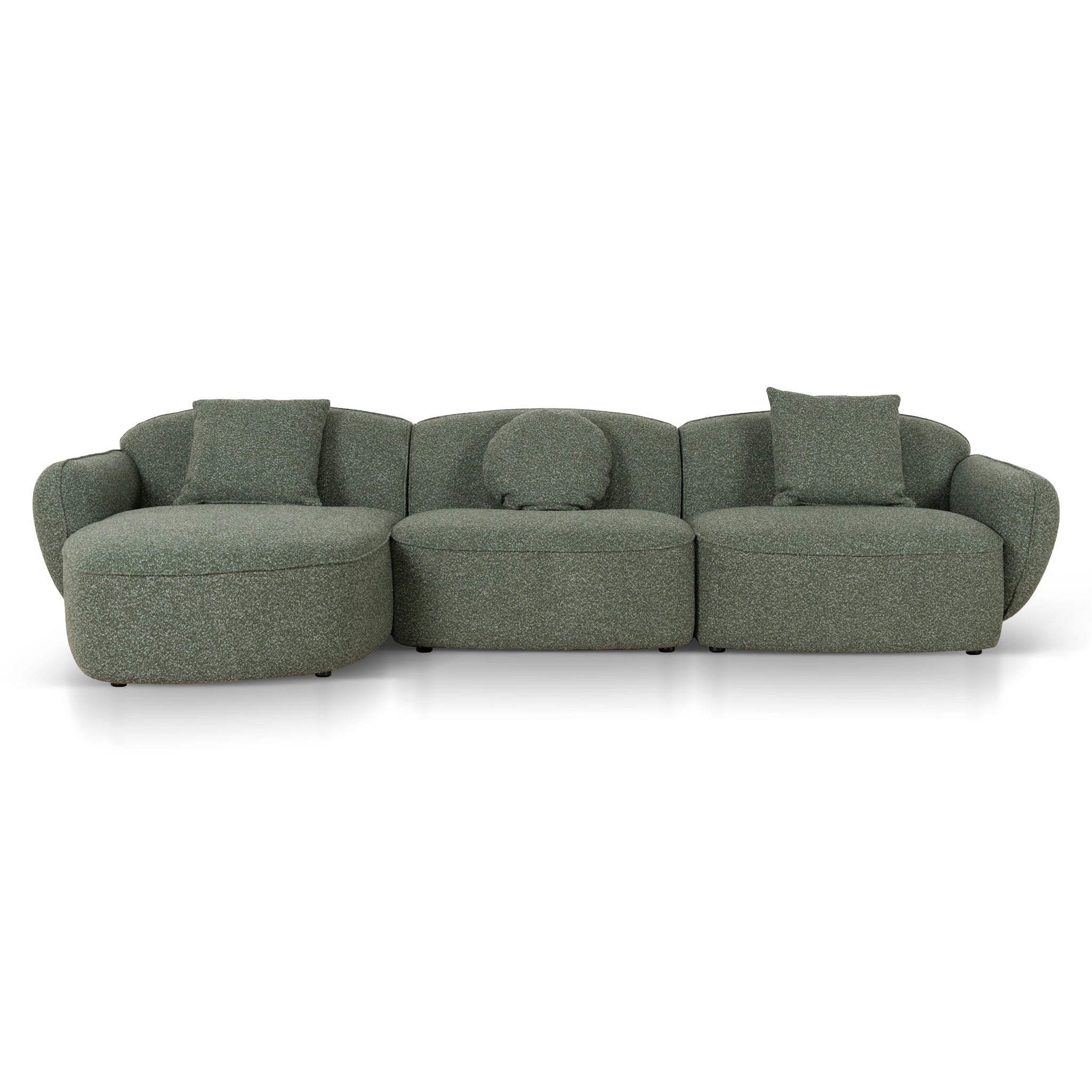 3 Seater Left Chaise Sofa - Amazon Green