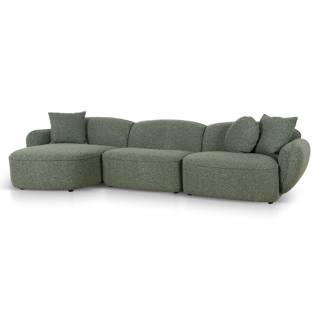 3 Seater Left Chaise Sofa - Amazon Green