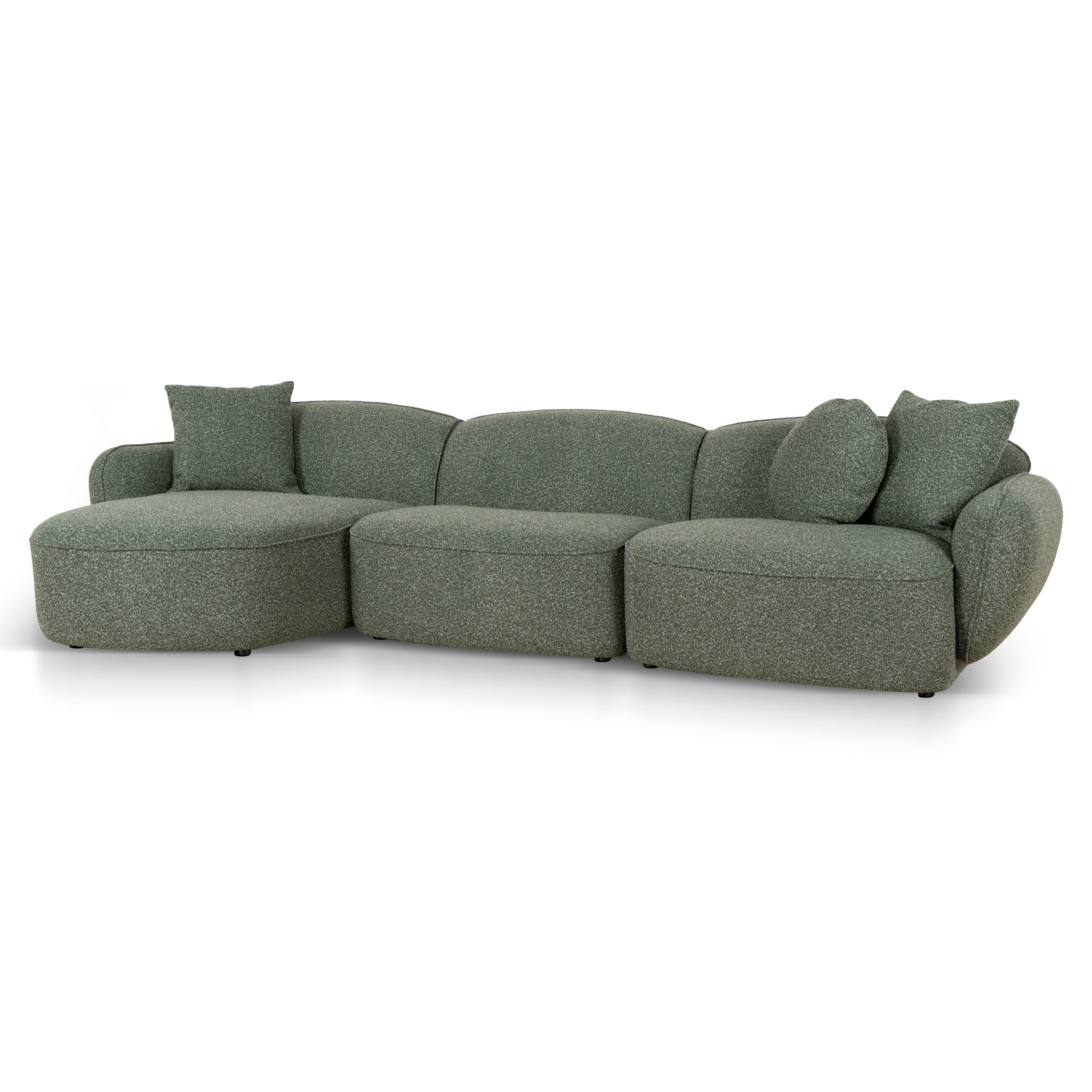 3 Seater Left Chaise Sofa - Amazon Green