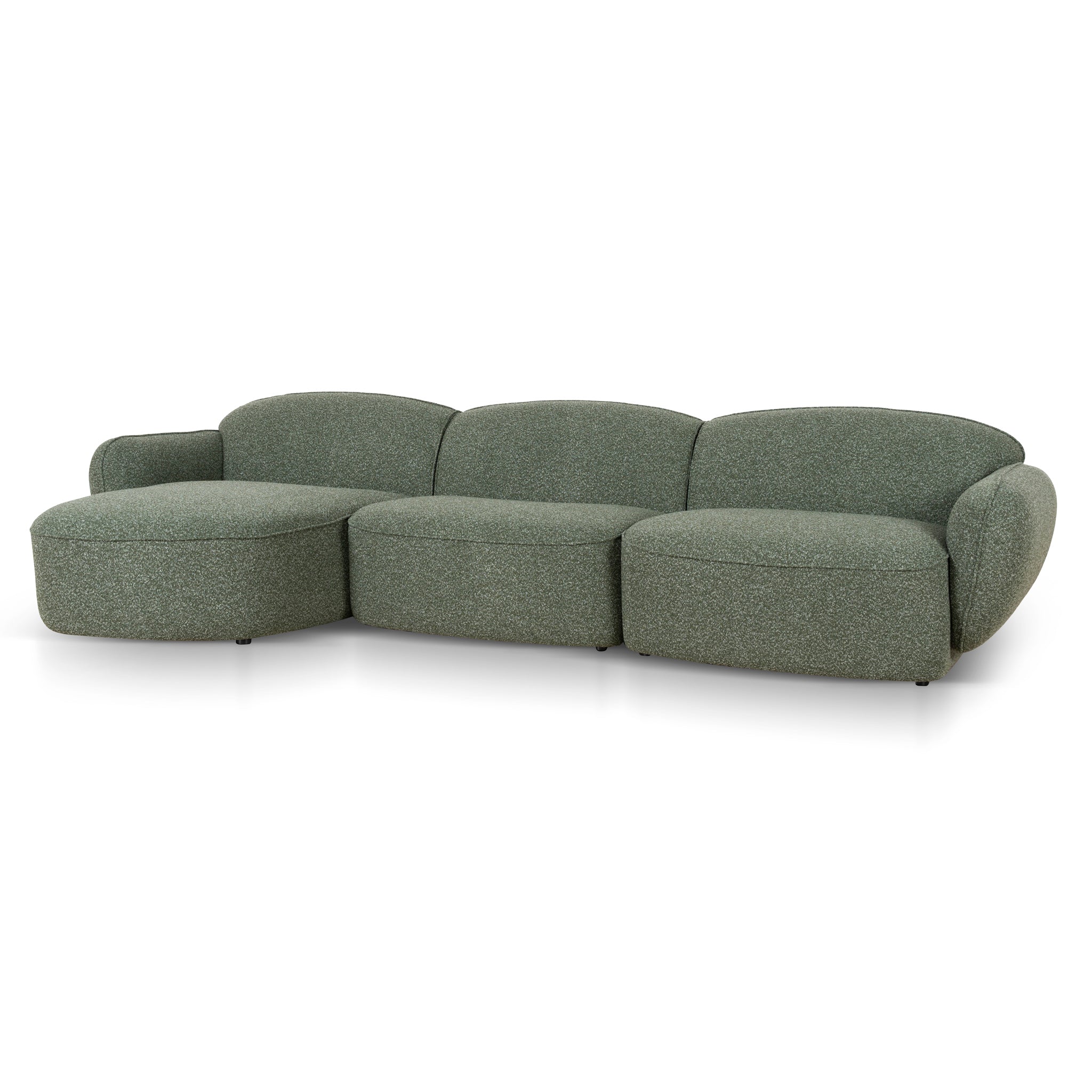 3 Seater Left Chaise Sofa - Amazon Green