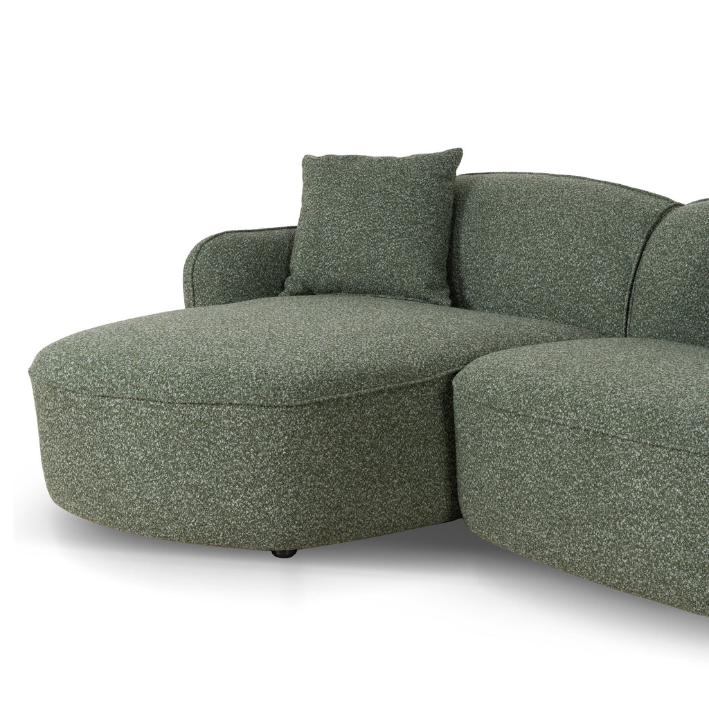 3 Seater Left Chaise Sofa - Amazon Green