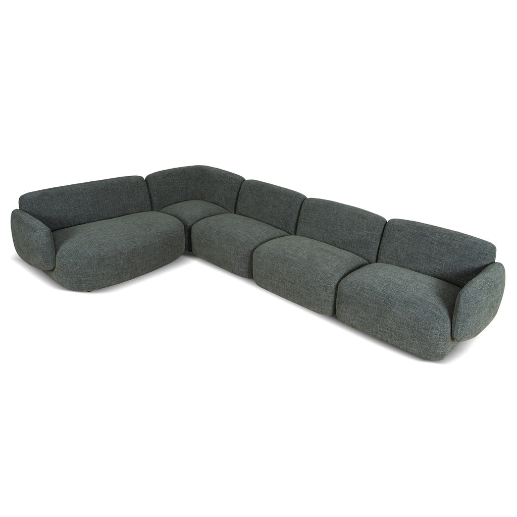 Left Chaise Modular Sofa - Moss Green