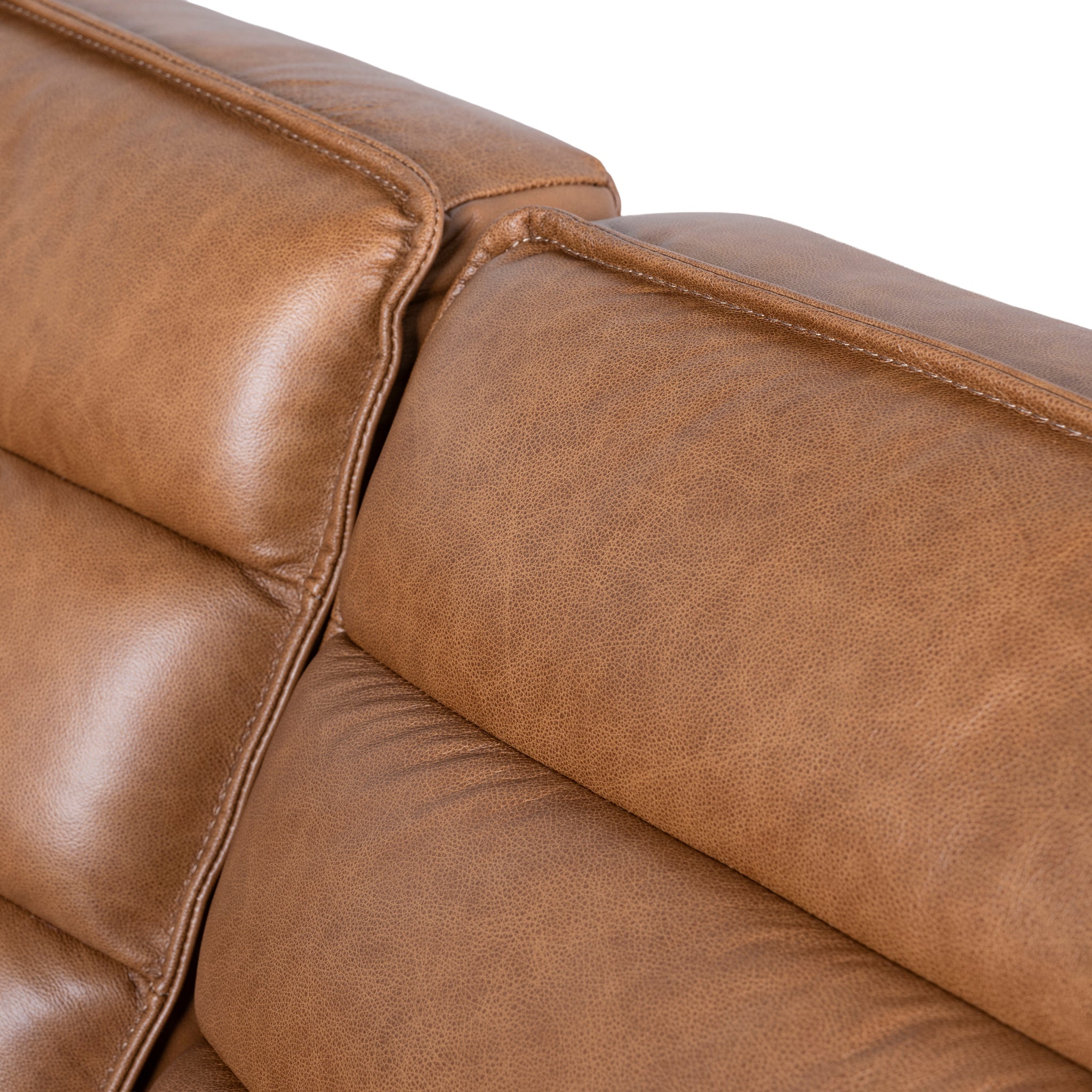 Modular Leather Corner Sofa - Amber Brown