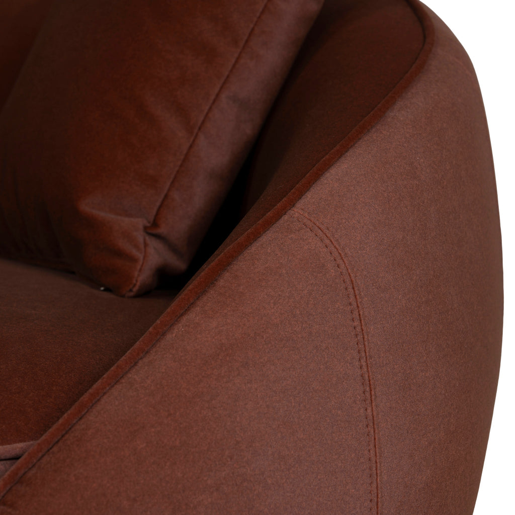 4 Seater Fabric Sofa - Burnt Brown