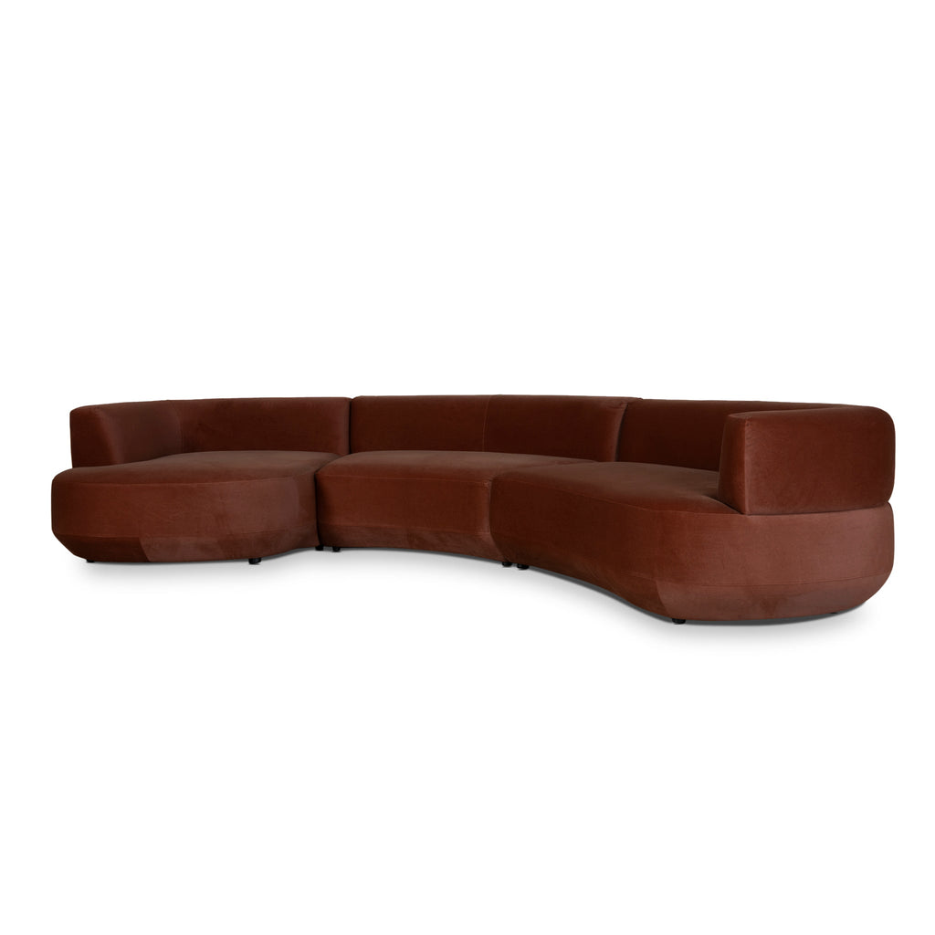 Modular Left Chaise Sofa - Burnt Brown
