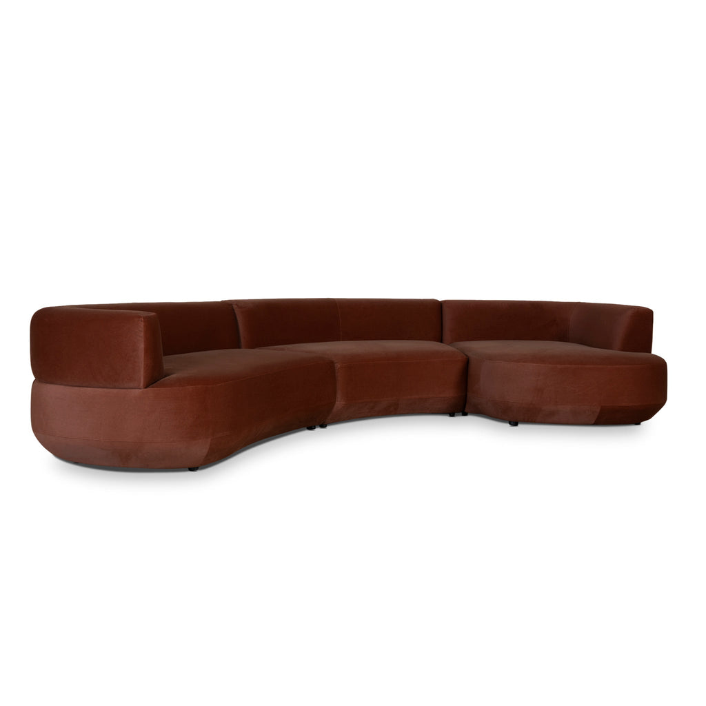 Modular Right Chaise Sofa - Burnt Brown