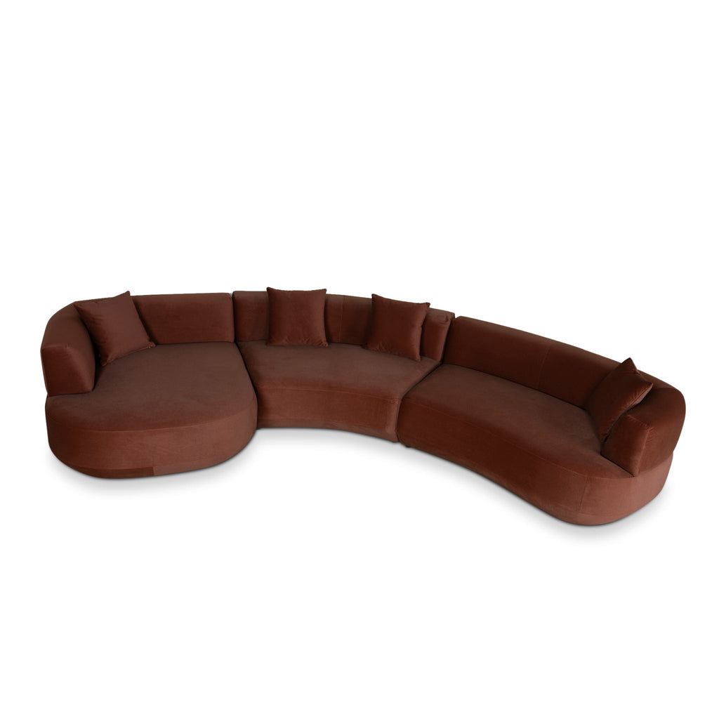 Modular Left Chaise Sofa - Burnt Brown