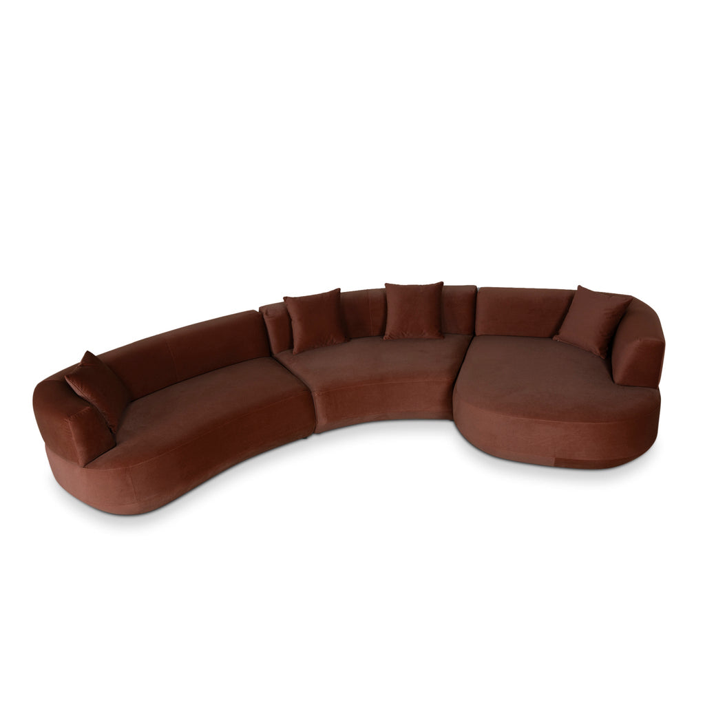 Modular Right Chaise Sofa - Burnt Brown
