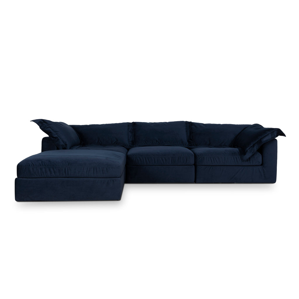 3 Seater Chaise Sofa - Navy Blue
