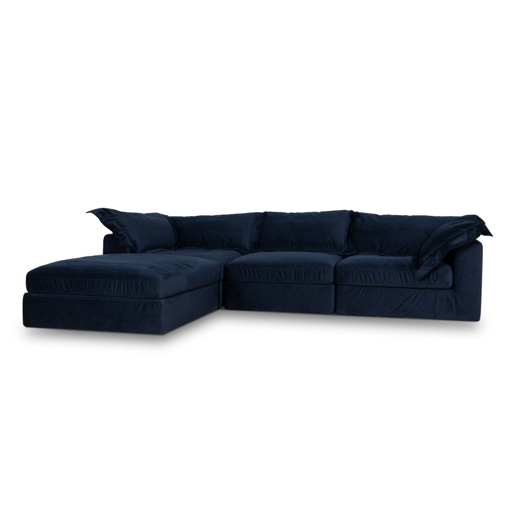 3 Seater Chaise Sofa - Navy Blue