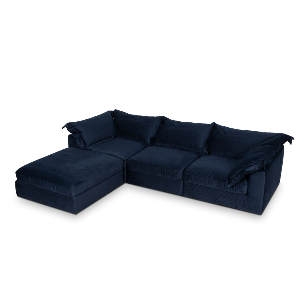 3 Seater Chaise Sofa - Navy Blue