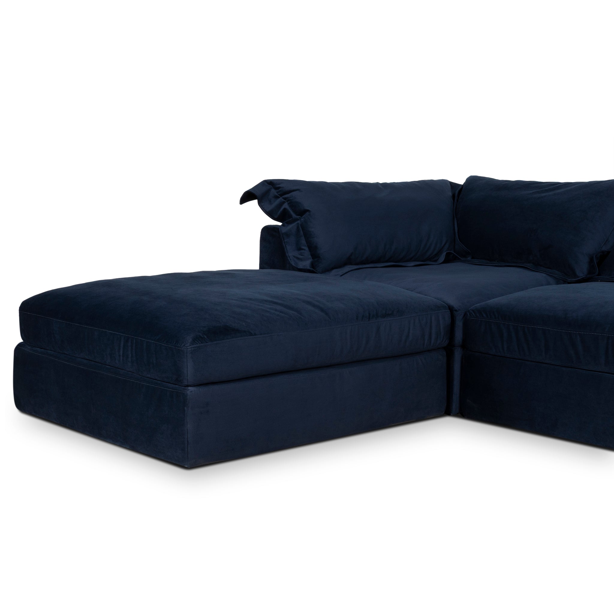 3 Seater Chaise Sofa - Navy Blue