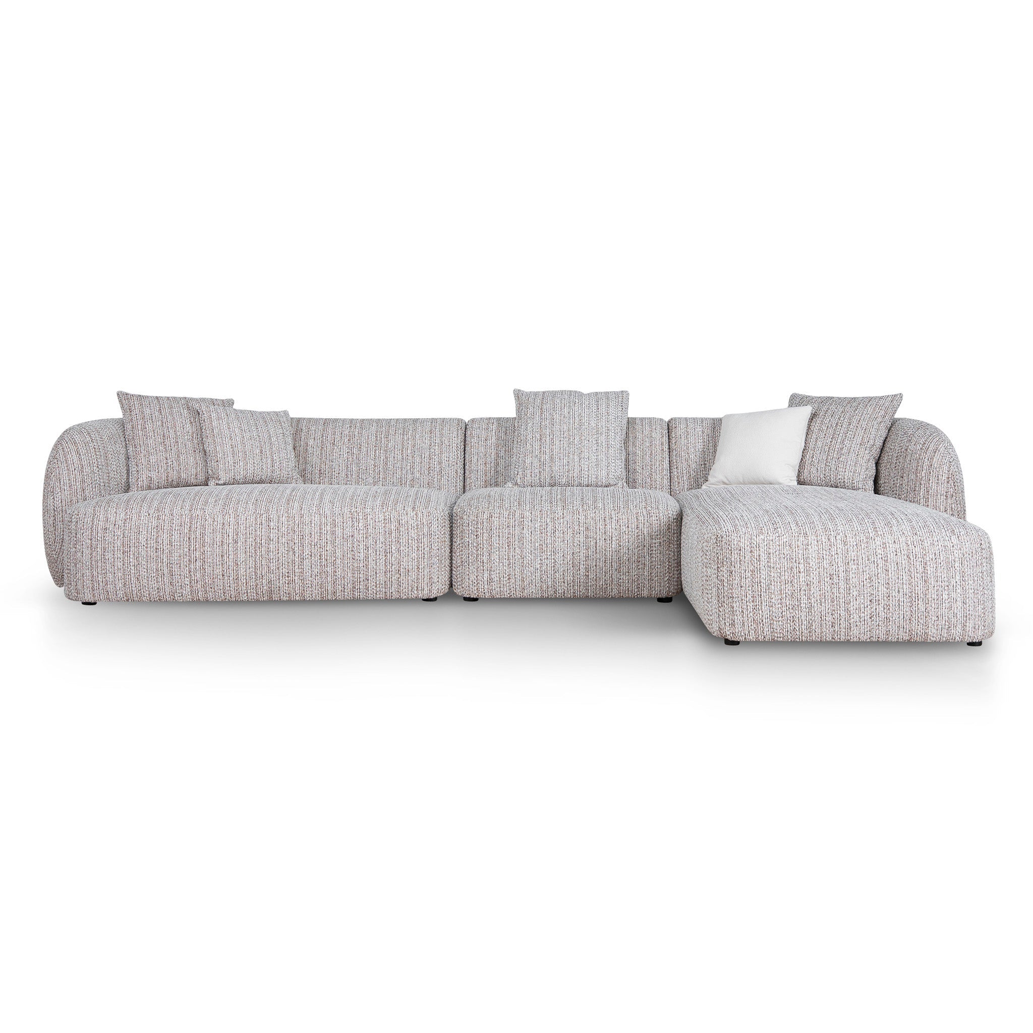 4 Seater Right Chaise Sofa - Plush Spec Brown