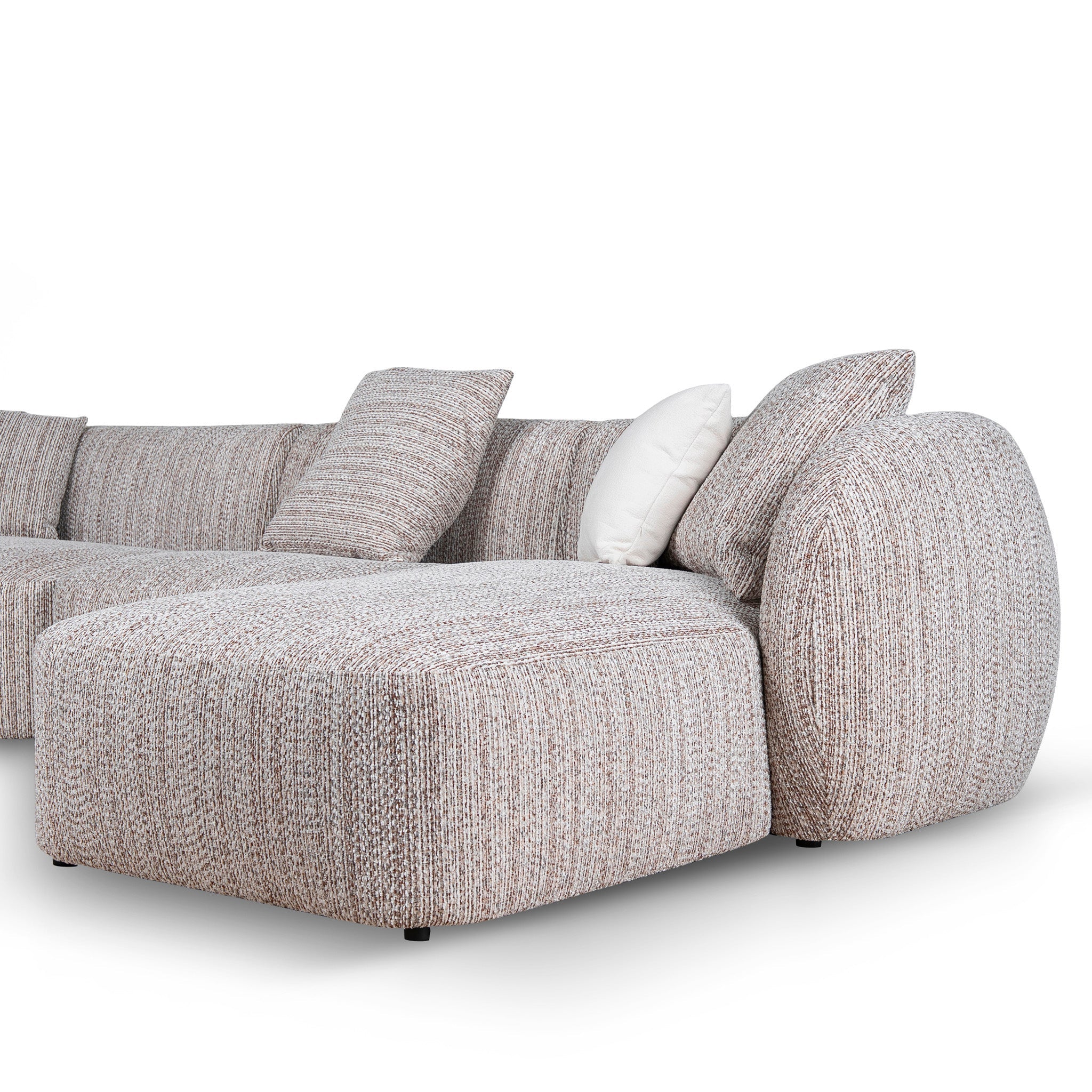 4 Seater Right Chaise Sofa - Plush Spec Brown