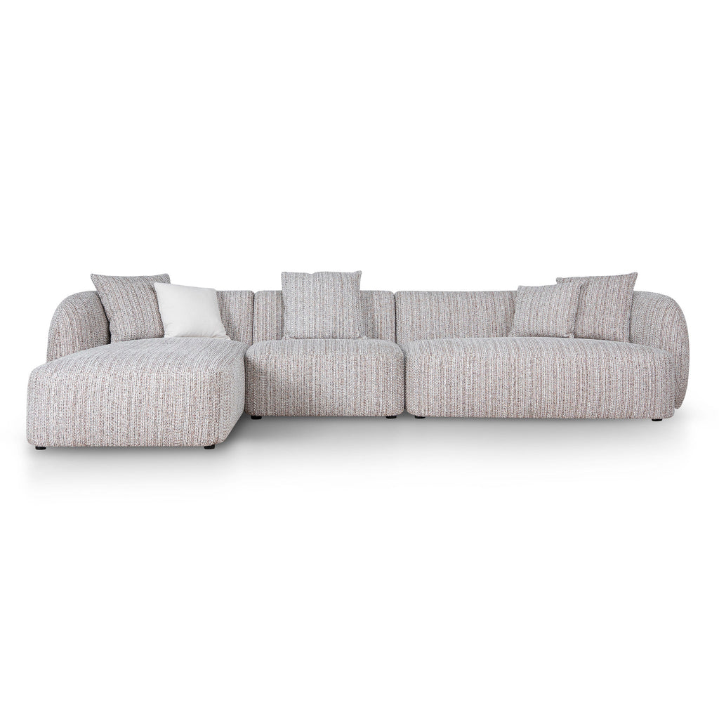 4 Seater Left Chaise Sofa - Plush Spec Brown