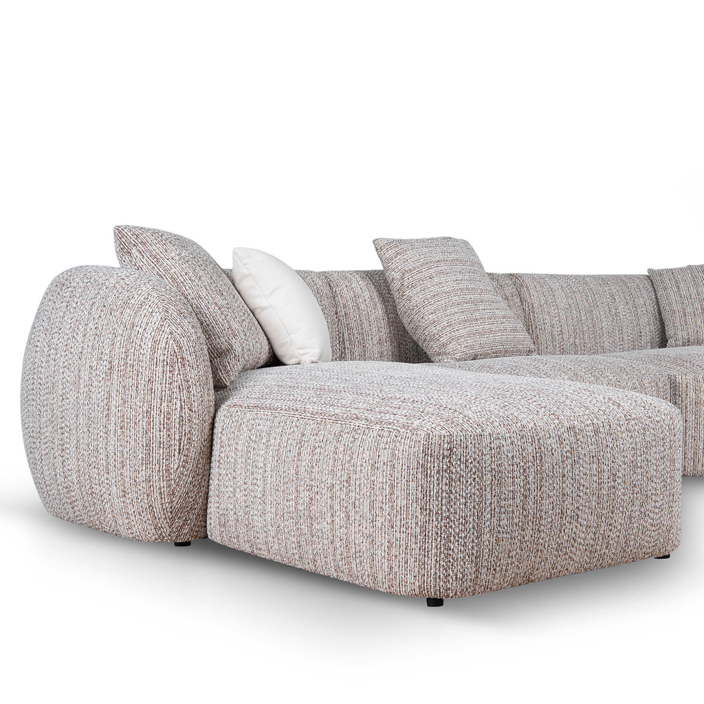 4 Seater Left Chaise Sofa - Plush Spec Brown