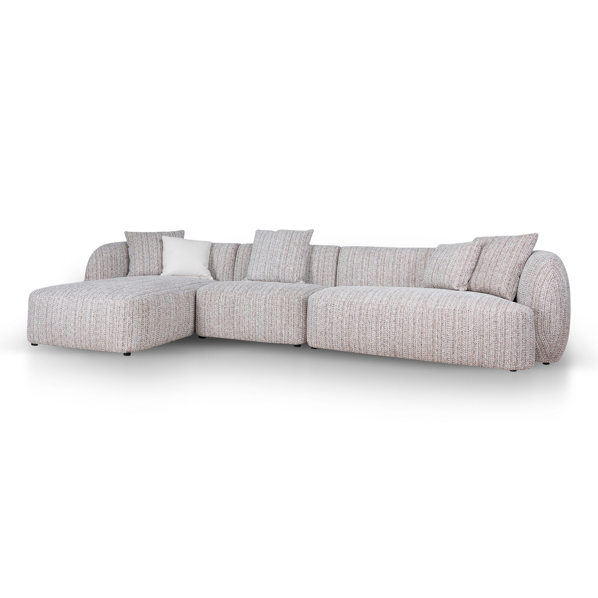 4 Seater Left Chaise Sofa - Plush Spec Brown