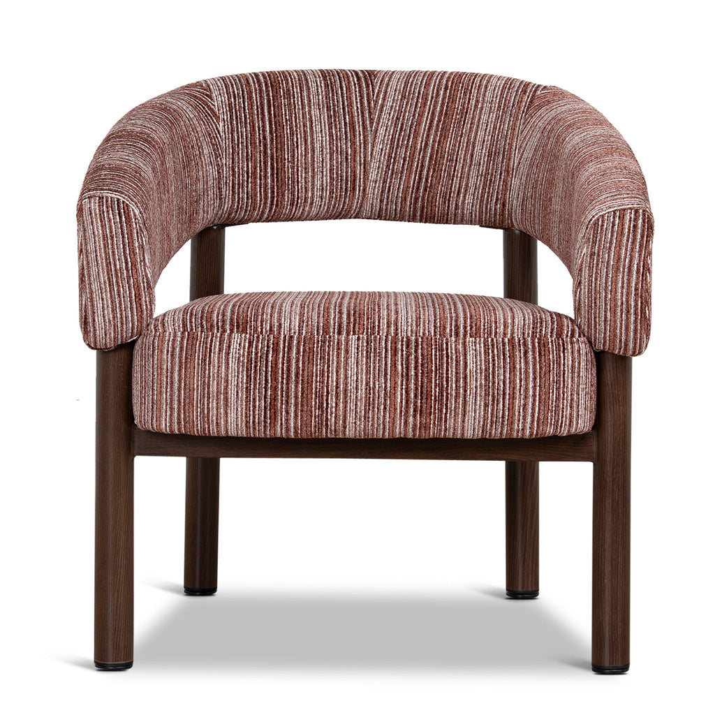 Walnut Armchair - Burgundy Stripe