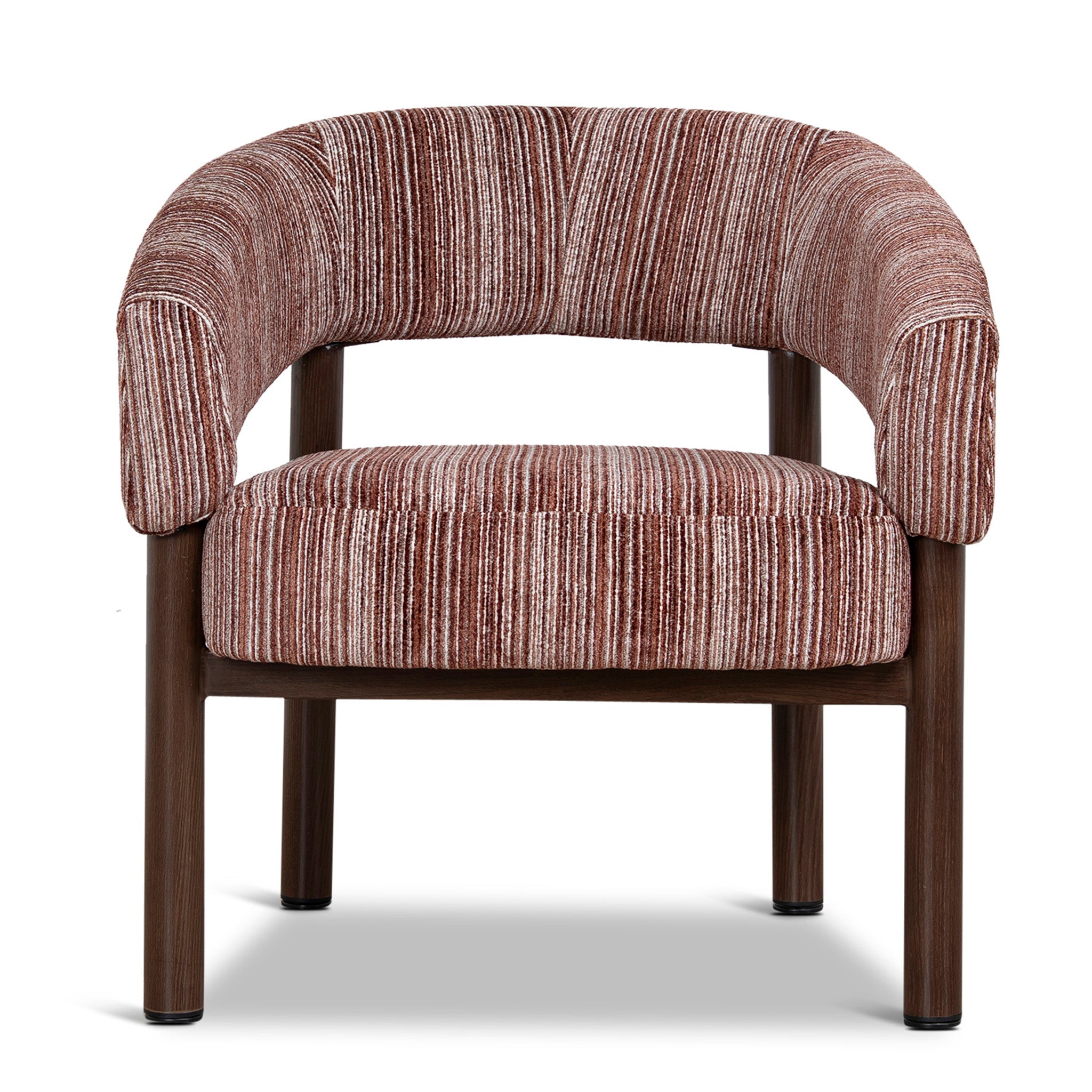 Walnut Armchair - Burgundy Stripe