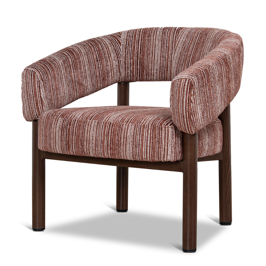 Walnut Armchair - Burgundy Stripe