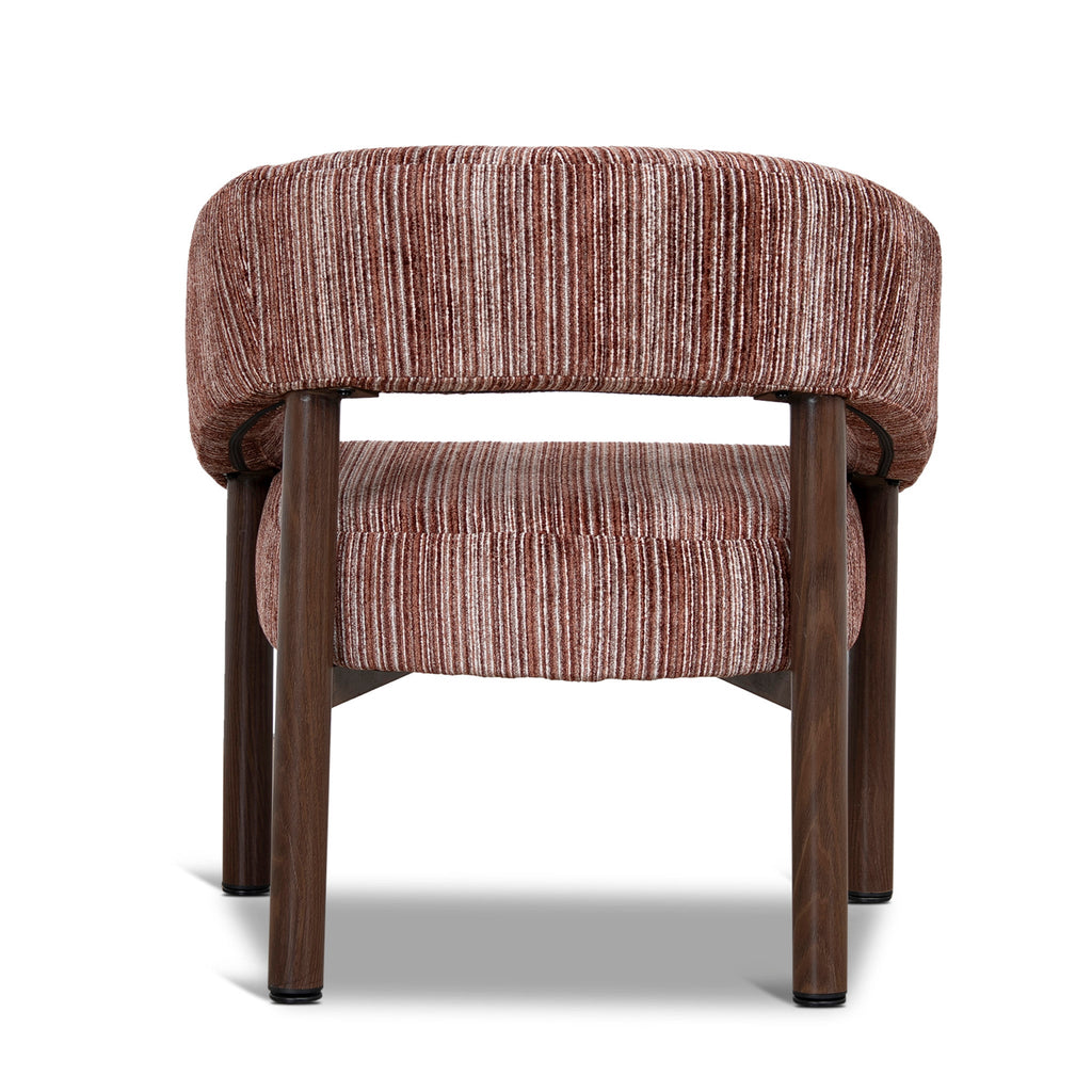 Walnut Armchair - Burgundy Stripe