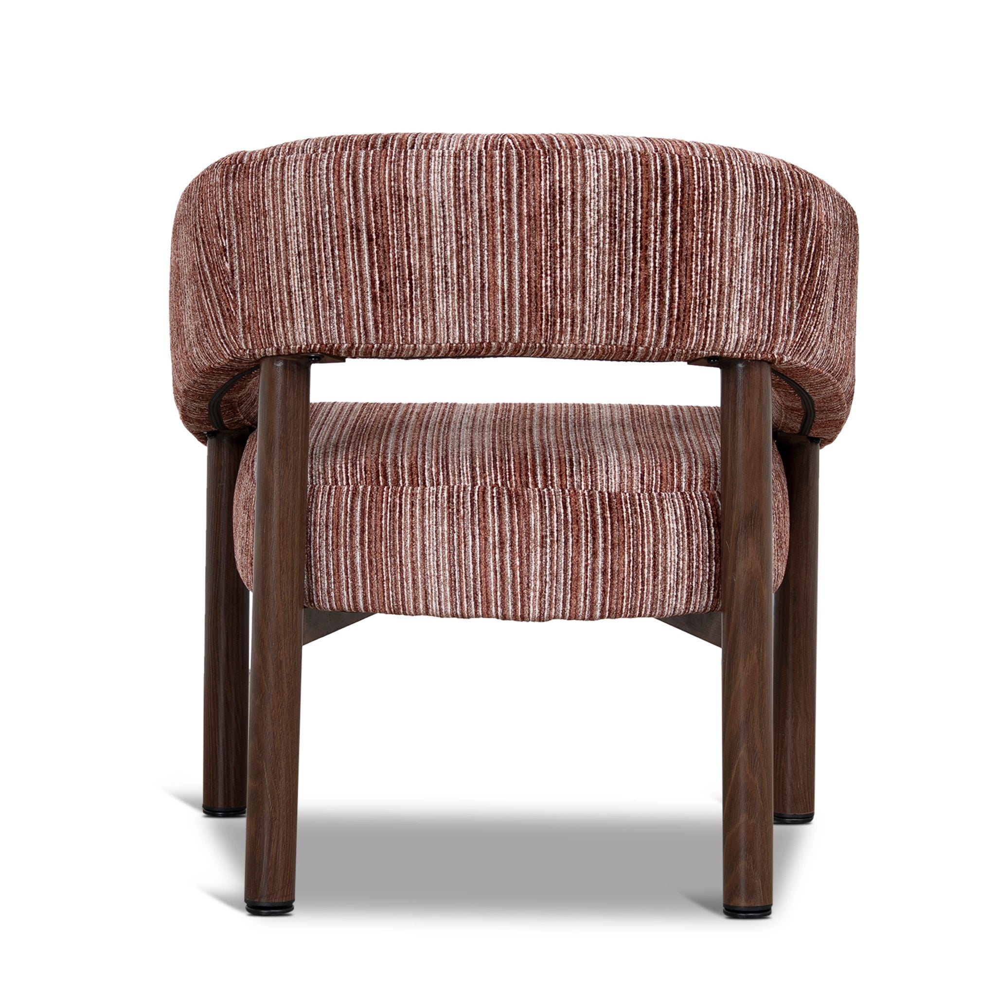 Walnut Armchair - Burgundy Stripe